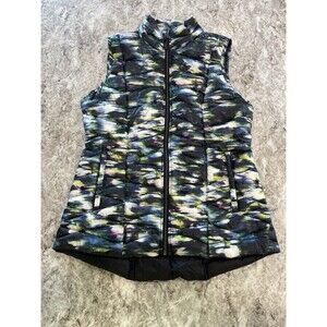 Tangerine Womens Vest Jacket Puffer Down Zip Black Tie Dye Watercolor Size M